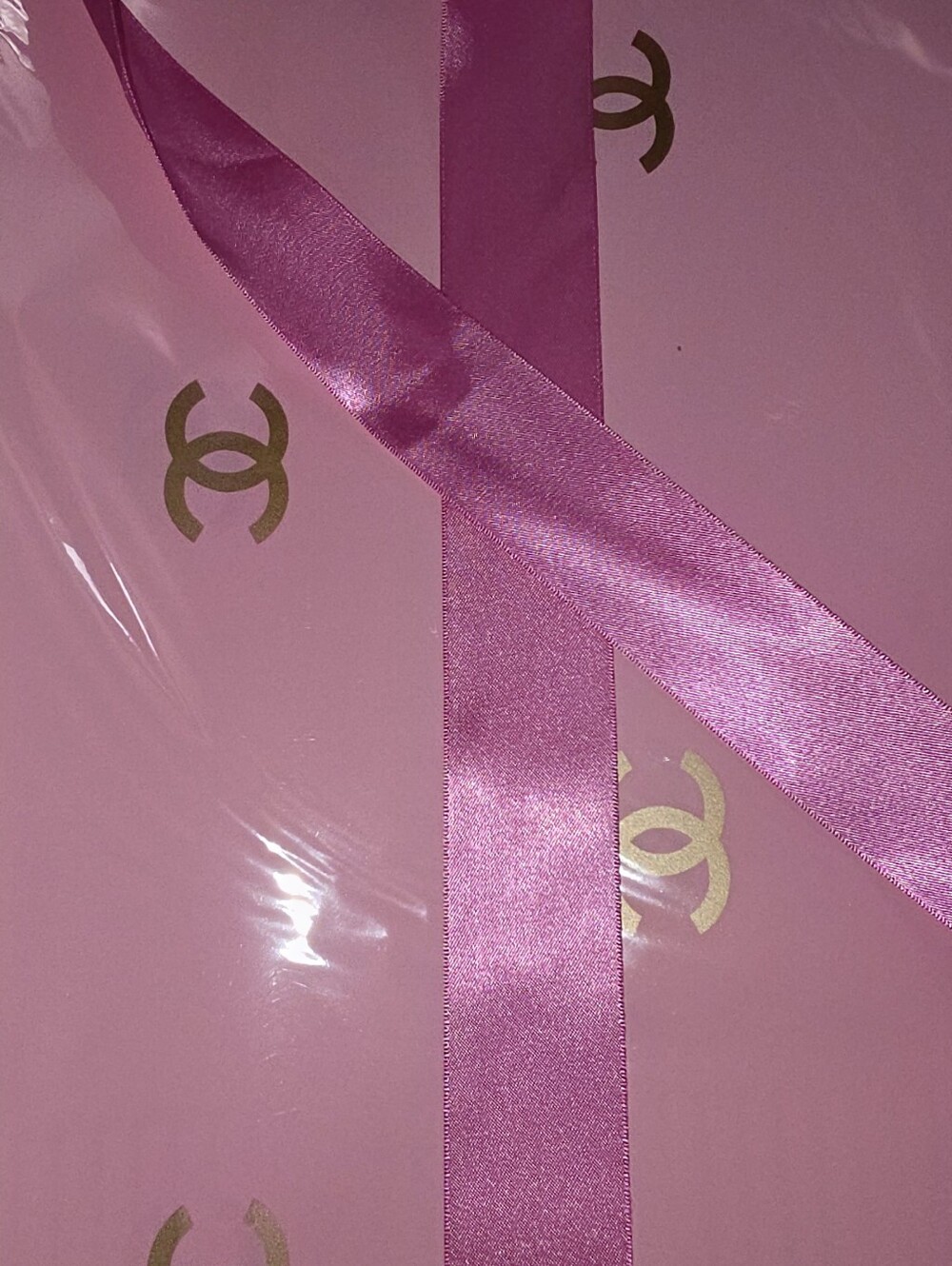 Baby Pink & Gold Korean Floral Wrapping Paper 10 Sheeta & 5 Yds Ribbon Set